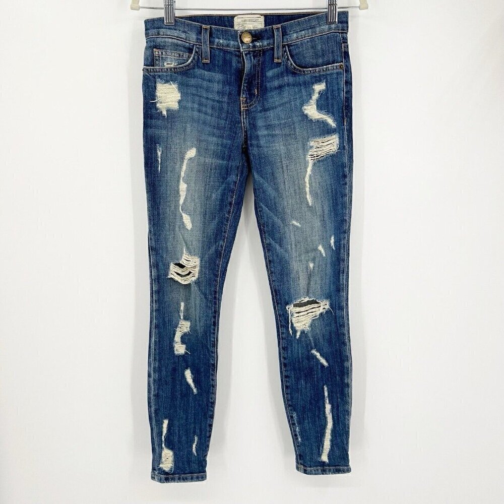 Current Elliot Stiletto Skinny Jeans Jodie Shredded Cotton Stretch Size 24